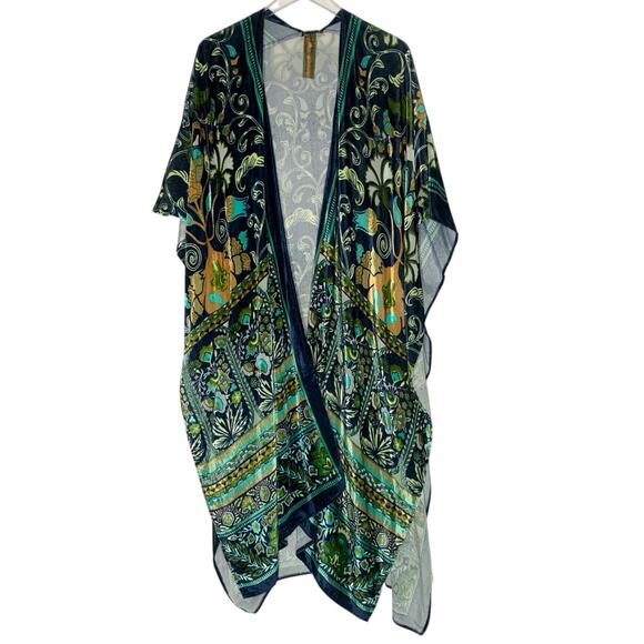 Aratta Tops - Aratta Silent Journey Ascott Kimono Topper Duster Burnout Emerald Pattern OS